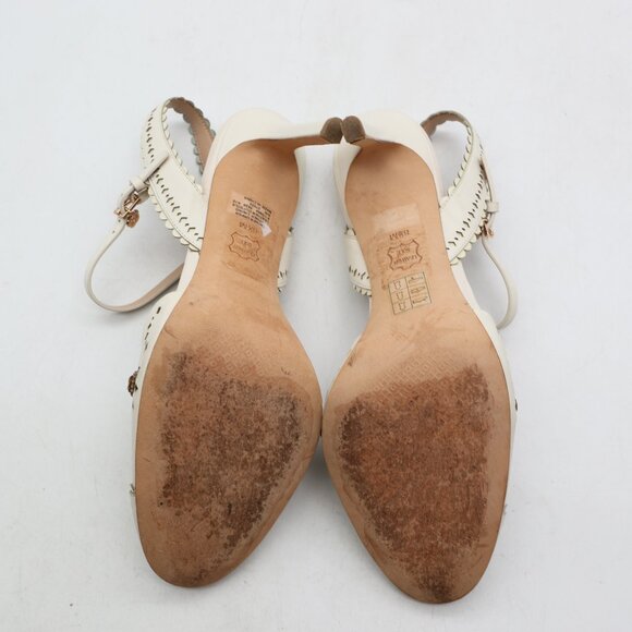 Tory Burch Marguerite Perforated Slingback Heels Women's Size 8.5 Ivory Floral - Picture 7 of 12